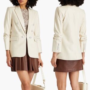 NEW NWT Veronica Beard Beacon Dickey Blazer Jacket In Ecru Faux Leather
